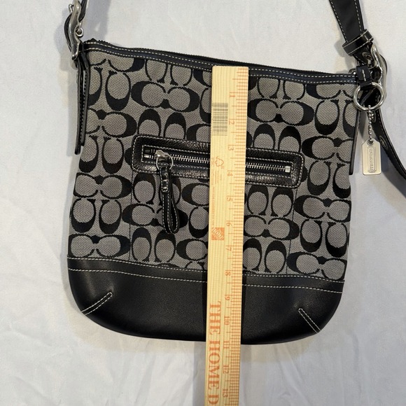 Coach Signature Soft Slim Duffle Shoulder Bag Gray & Black Y2K Crossbody 9362 - Picture 6 of 11
